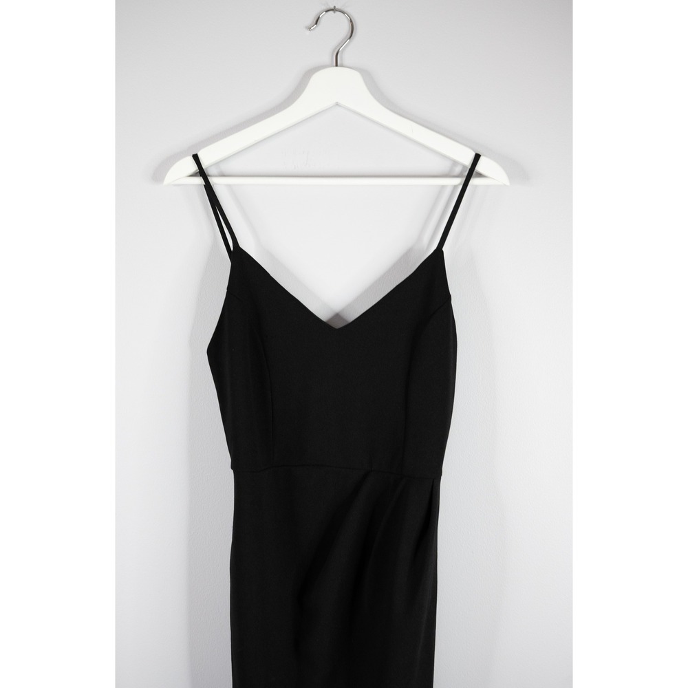 Lulus Dress Womens Medium Black Excellent Tulip Hem Spaghetti Strap Prom Hoco - Picture 2 of 5